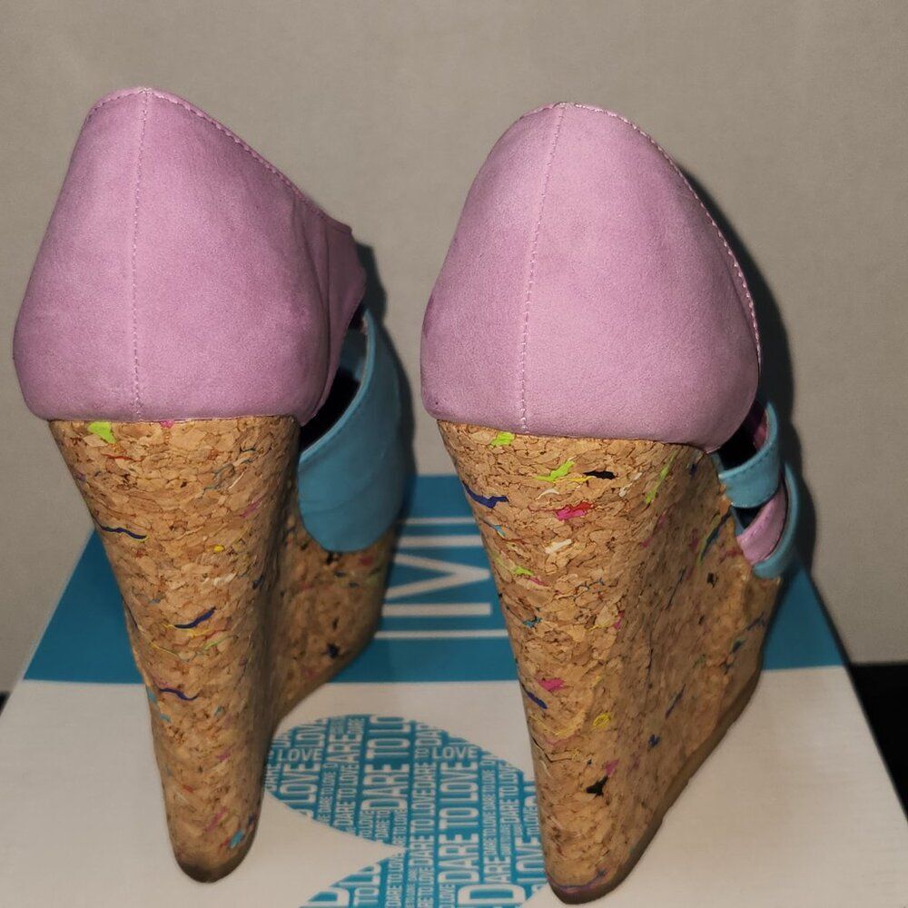 Unique Lavender/Turquoise Wedge Heels Size 8 - Picture 9 of 10